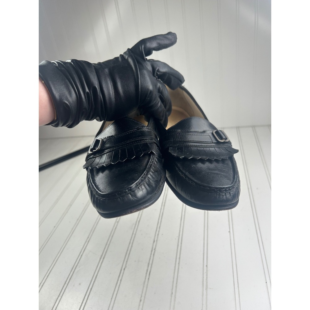 Adolfo Vintage Black Leather Kiltie Loafers Made in Italy Men's Size 11 - Picture 9 of 13
